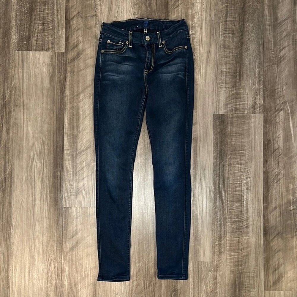7 For All Mankind Blue Women's Mid-Rise Ankle-Length Jeans